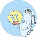トイレの水栓金具やパイプなど、金属部分の汚れをチェック